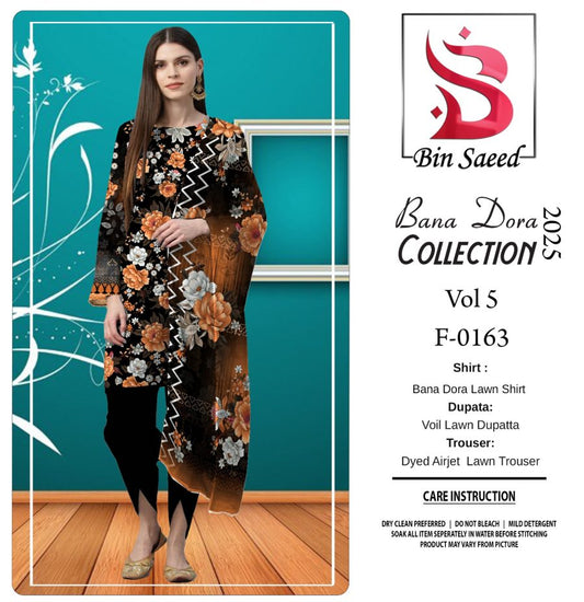Binsaeed❤️ Bana Dora 3piece Unstitched Suit Summer Lawn Collection