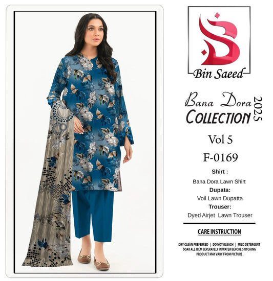 ✨ Binsaeed❤️ Bana Dora 3piece Unstitched Suit Summer Lawn Collection