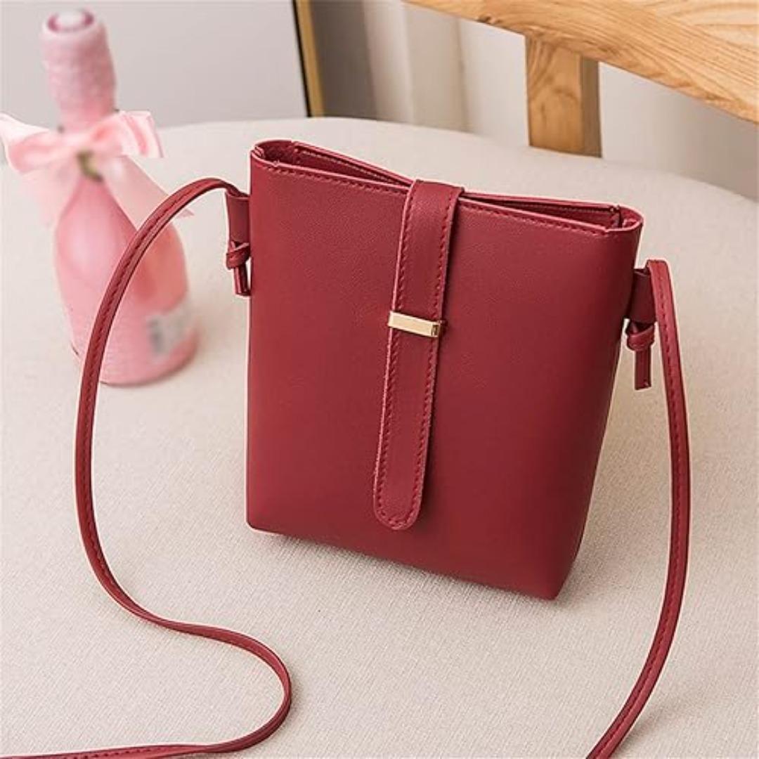 Stylish Girl's Mini Crossbody Bag - 1 Pc Pink PU Leather