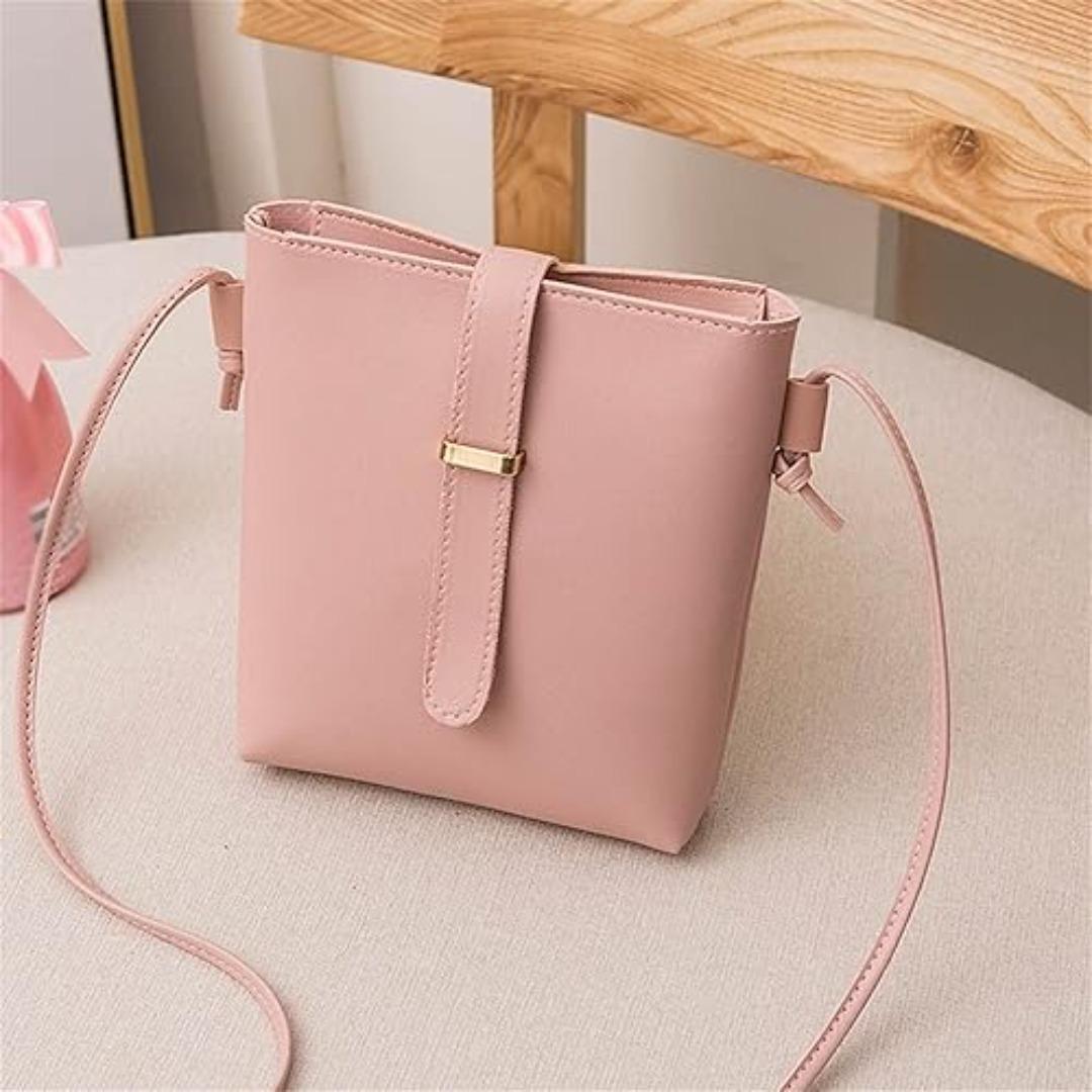 Stylish Girl's Mini Crossbody Bag - 1 Pc Pink PU Leather